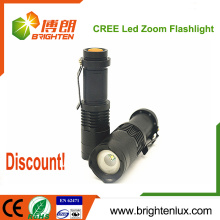 Wholesale Cheap Price Emergency Tactical usage Mini Aluminum High Bright 3watt Cree small powerful led torch with Zoom Function